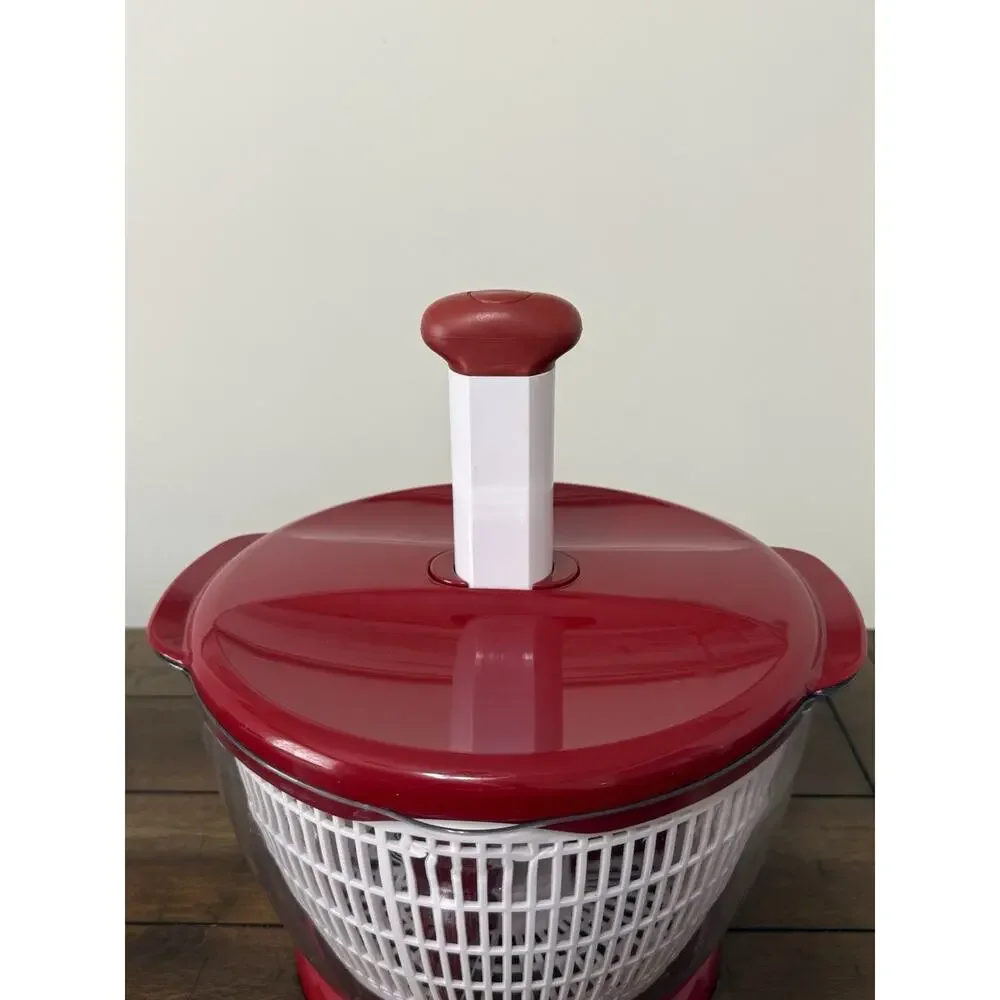 KitchenAid Salad Spinner Red Large Vegetables Lettuce Washer Dryer Colander Pump